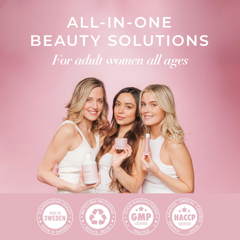 Swedish Collagen Deluxe recyclable packaging highlights eco-friendly design