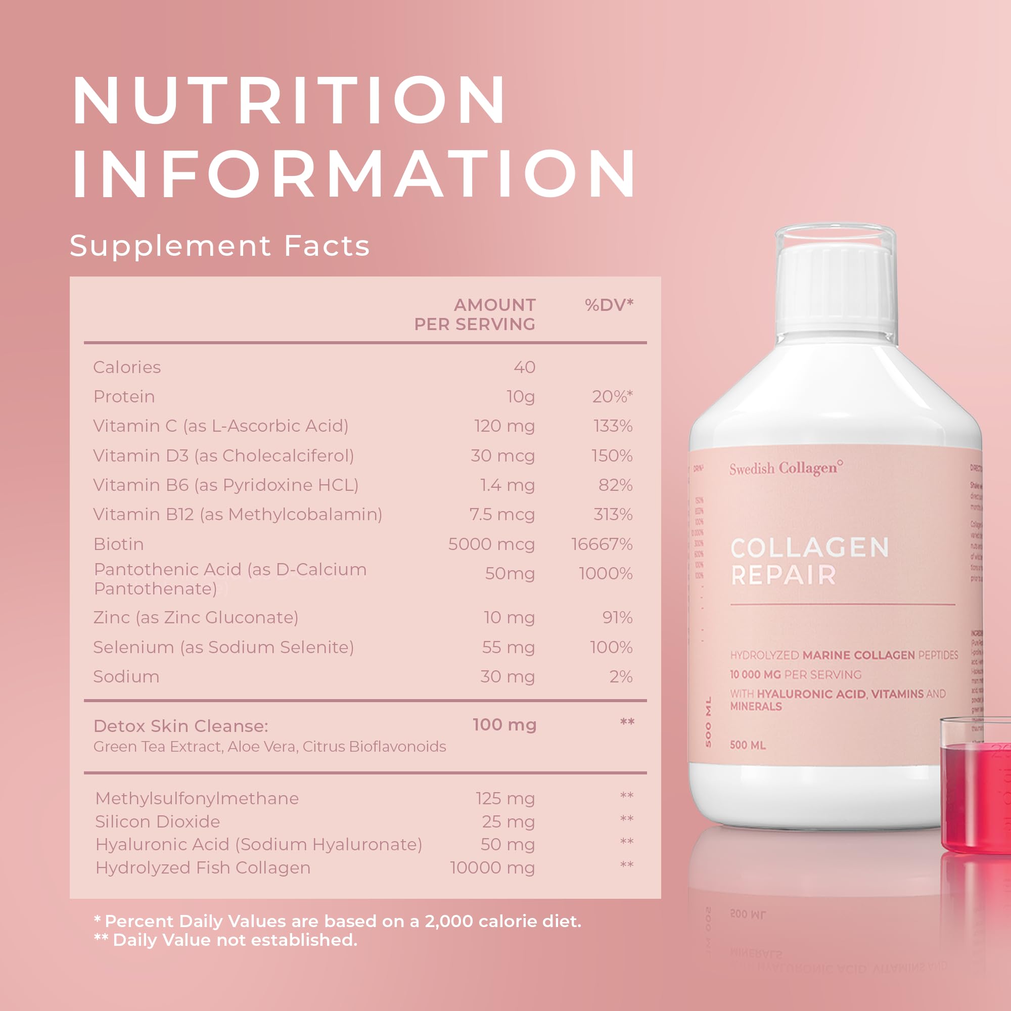 Sugar-free Swedish Collagen Repair with natural berry flavor for everyday consumption.