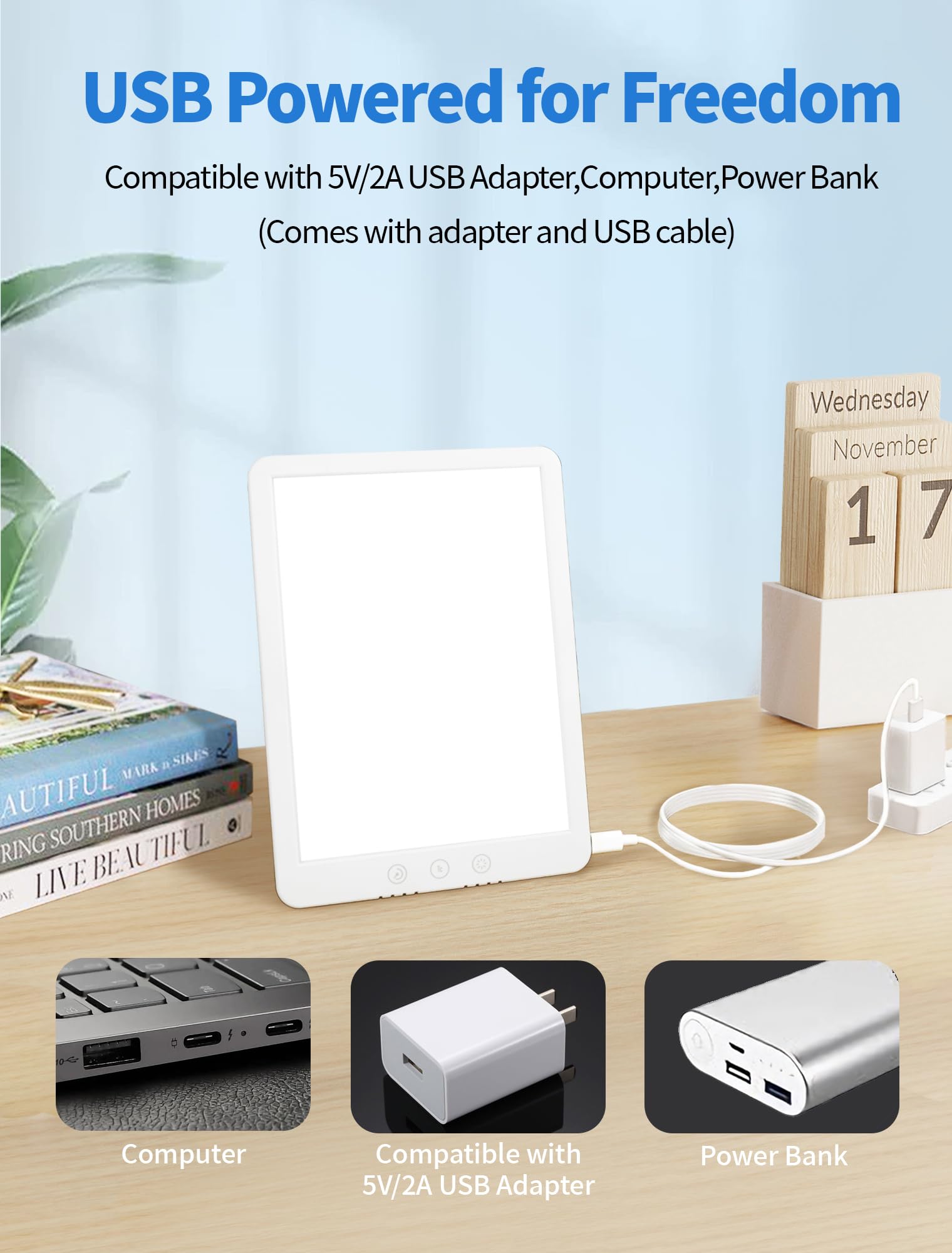 SweeLe daylight lamp travel-ready design fits in a compact case