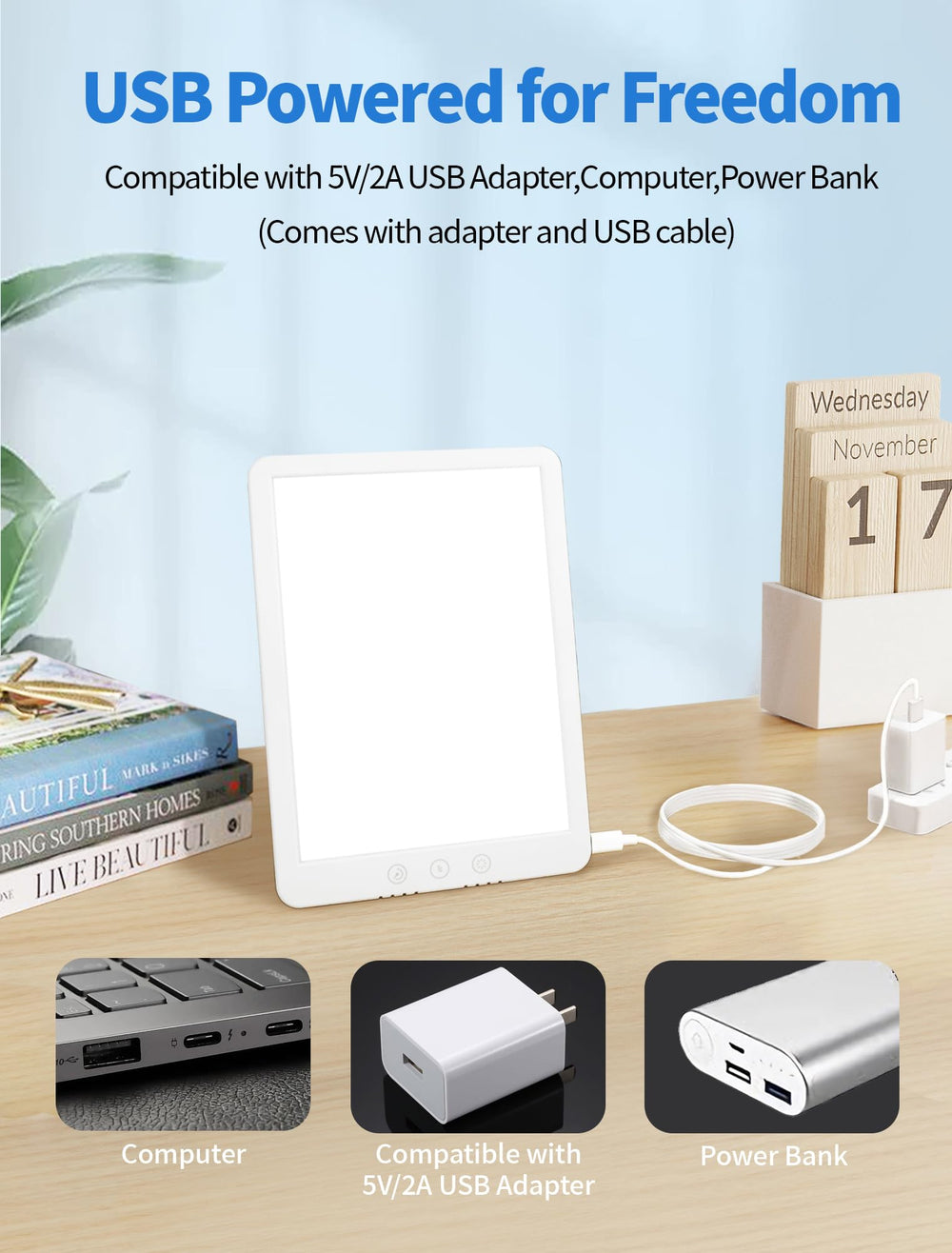 SweeLe daylight lamp travel-ready design fits in a compact case
