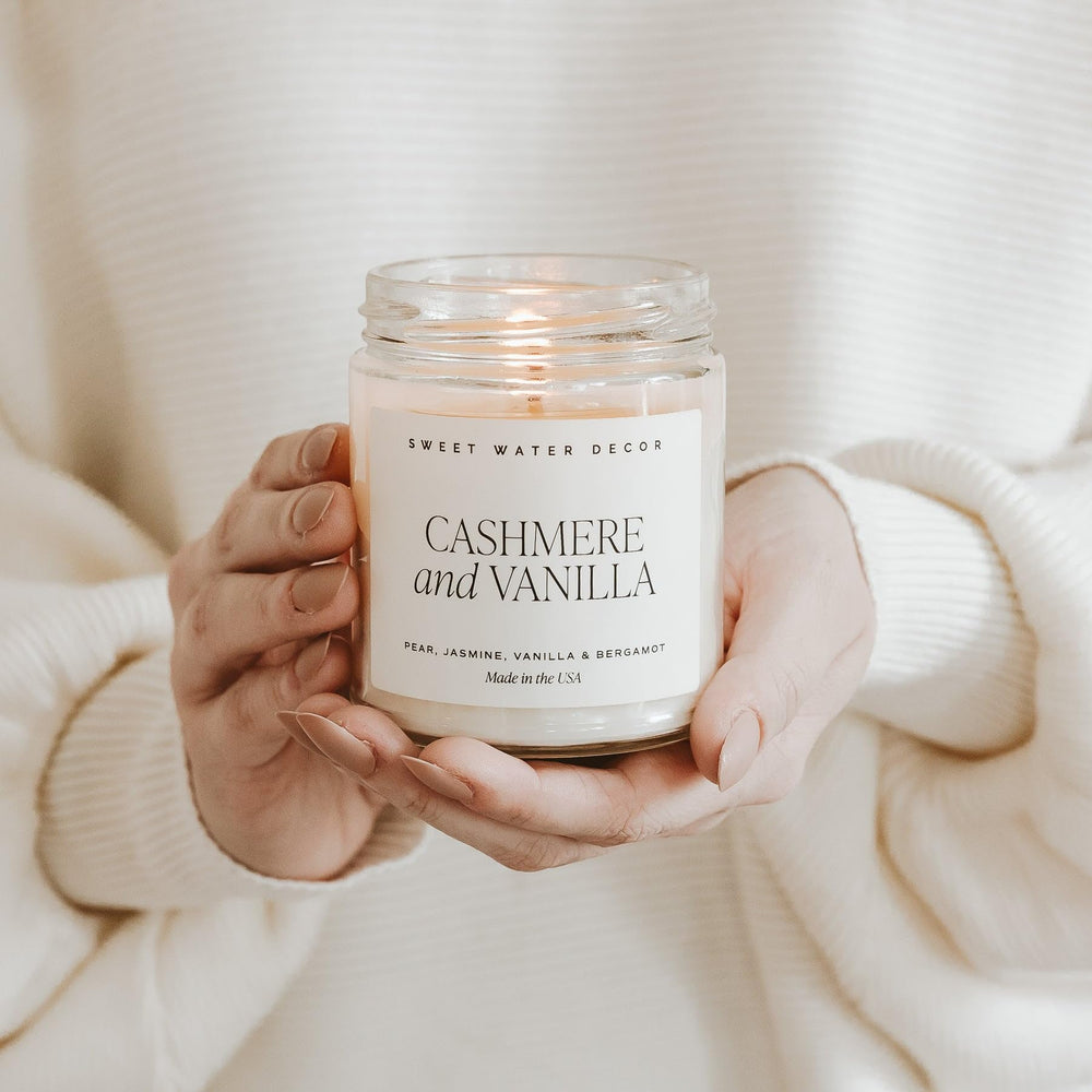 Sweet Water Decor cashmere vanilla close-up notes convey warm, inviting scent.