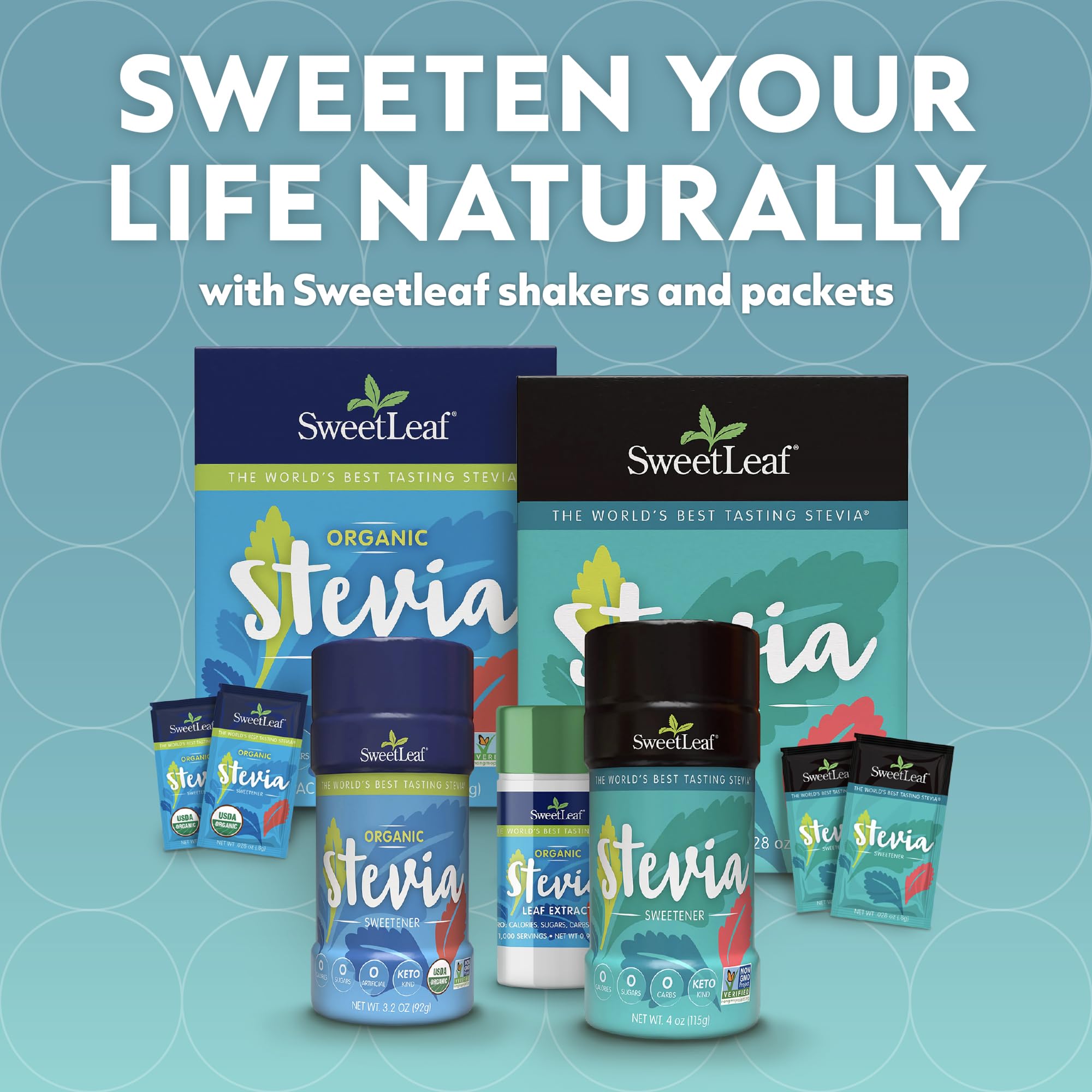 SweetLeaf packaging label closeup highlighting organic stevia