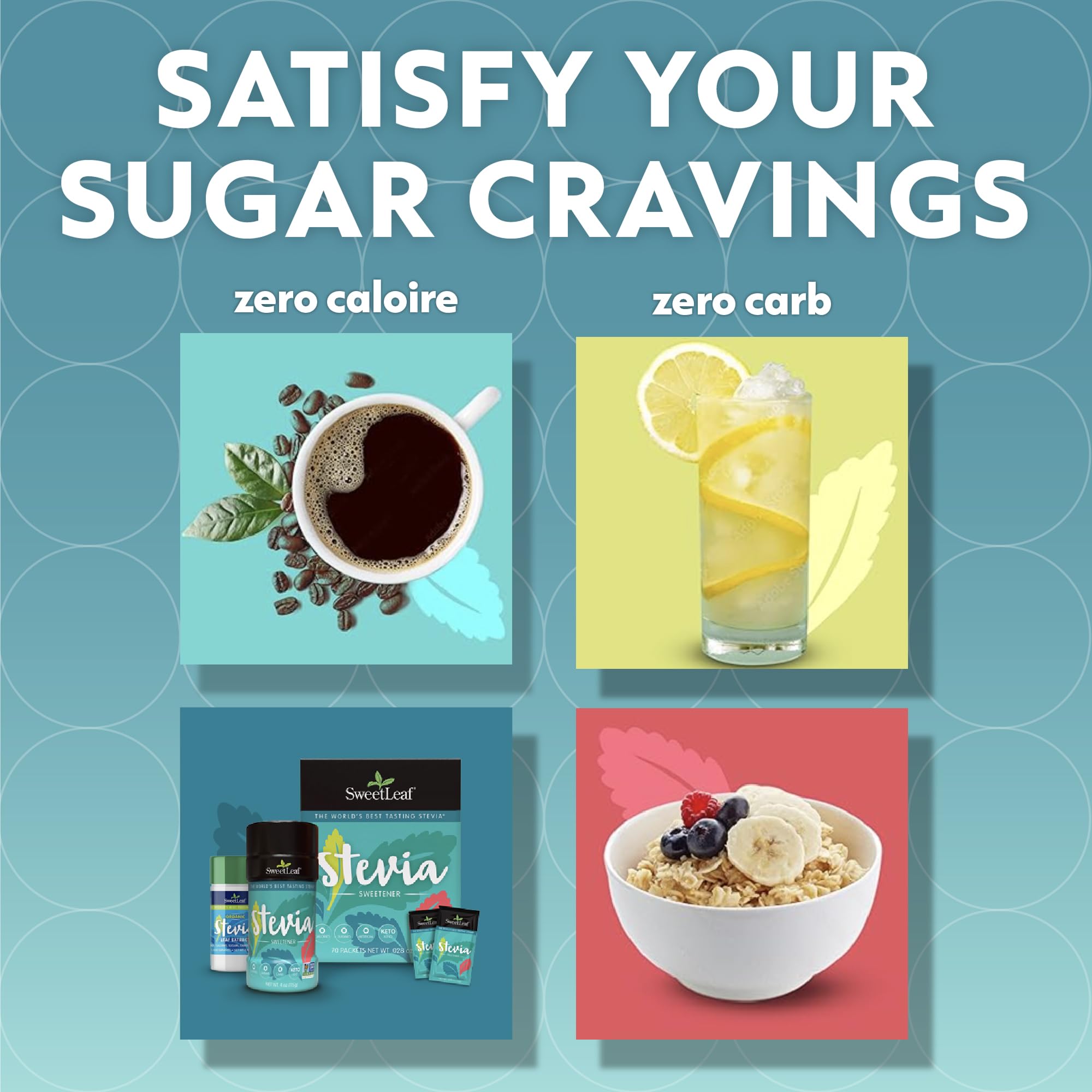 SweetLeaf Stevia en polvo en café, endulza sin calorías.