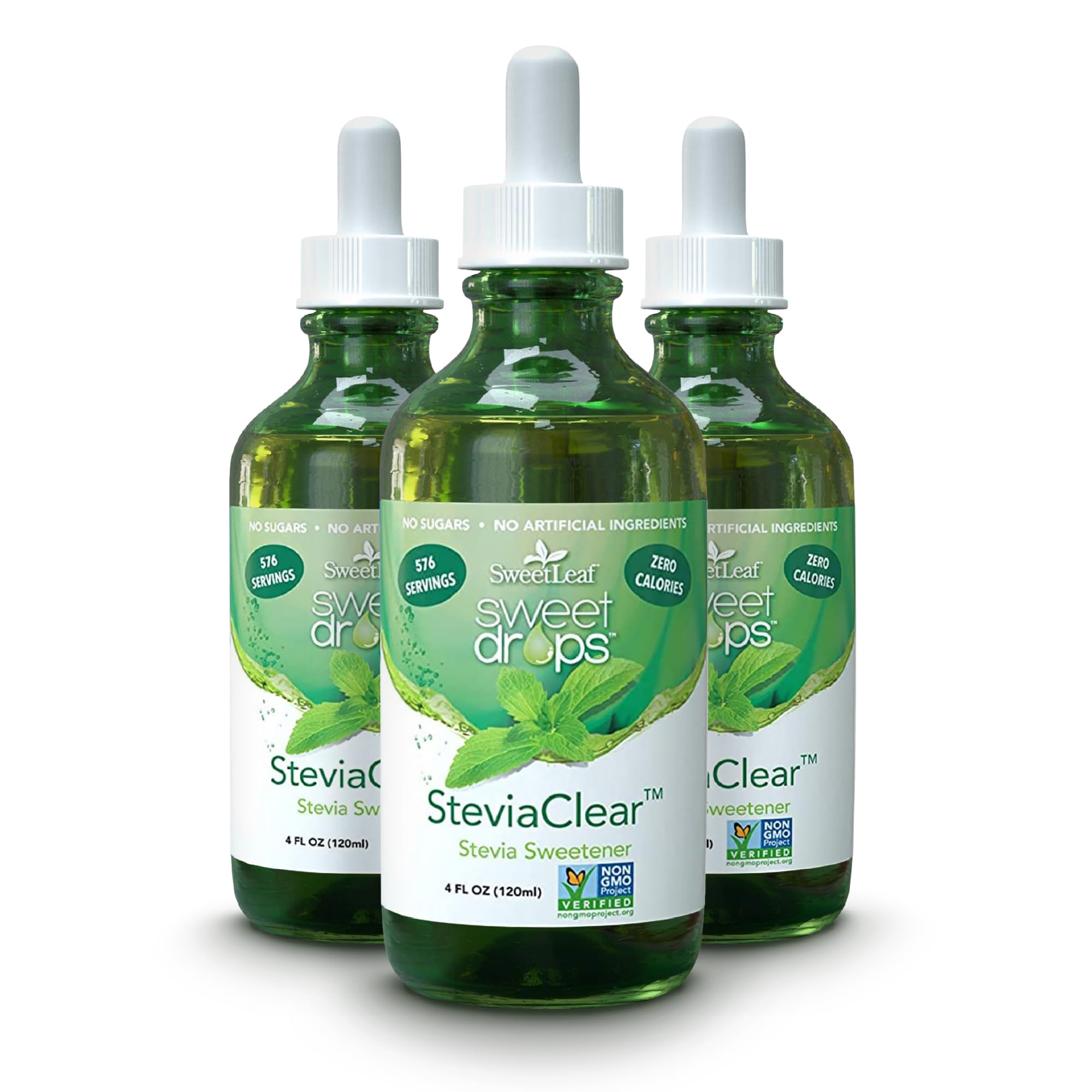 SweetLeaf SteviaClear bottle front showing zero-calorie sweetener option