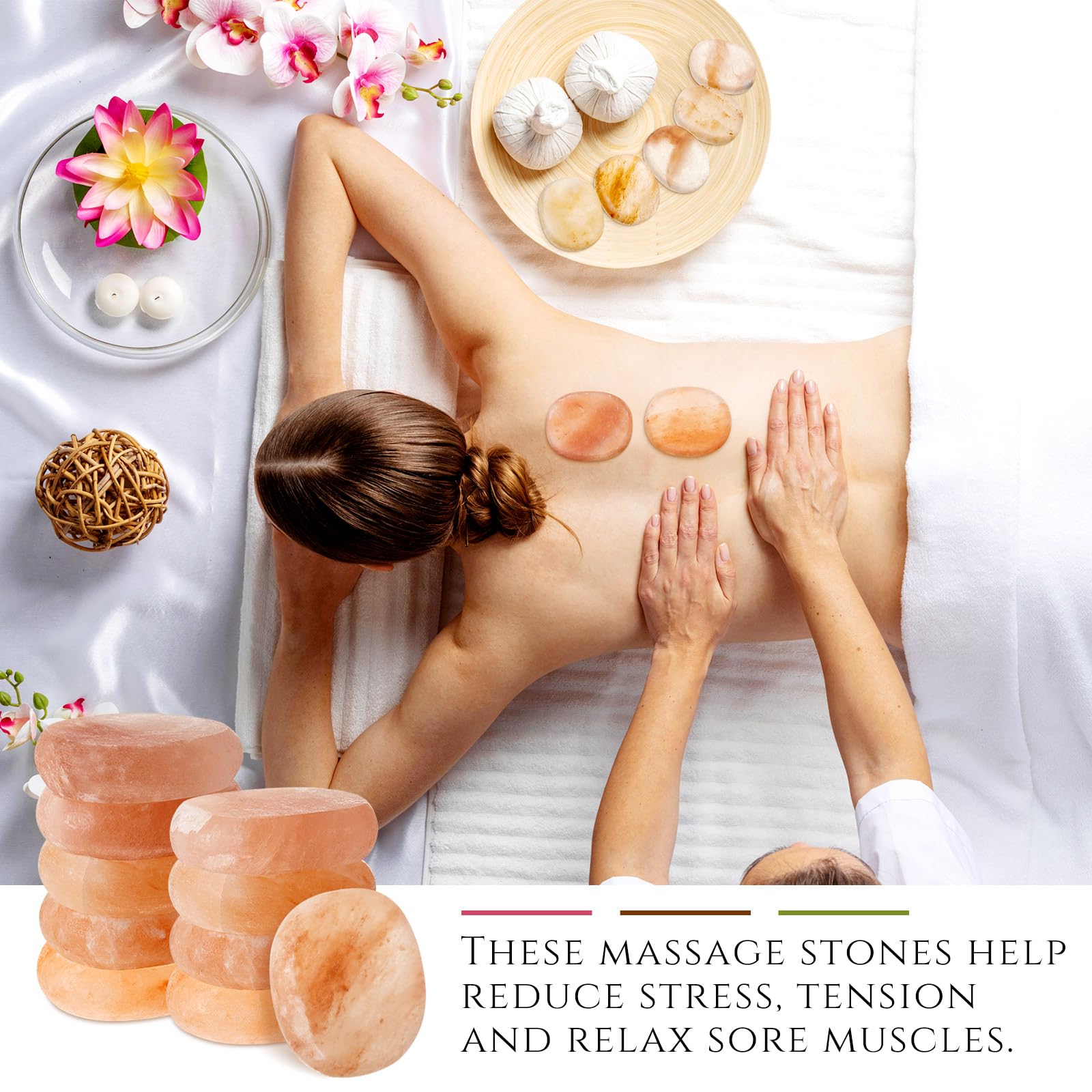 Swiffen polished surface lets stones glide softly over skin during therapy.