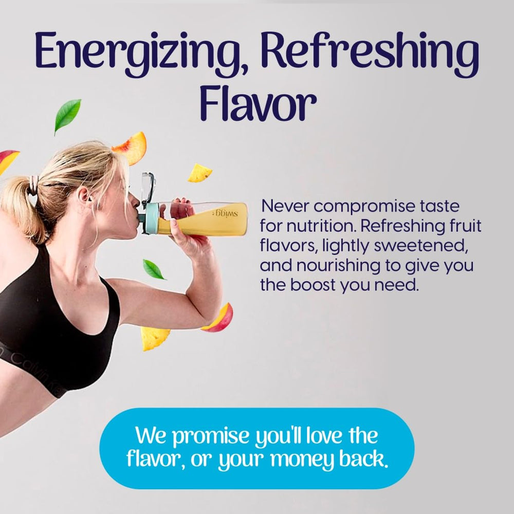 Close-up of Swigg electrolytes packets for travel-friendly hydration.