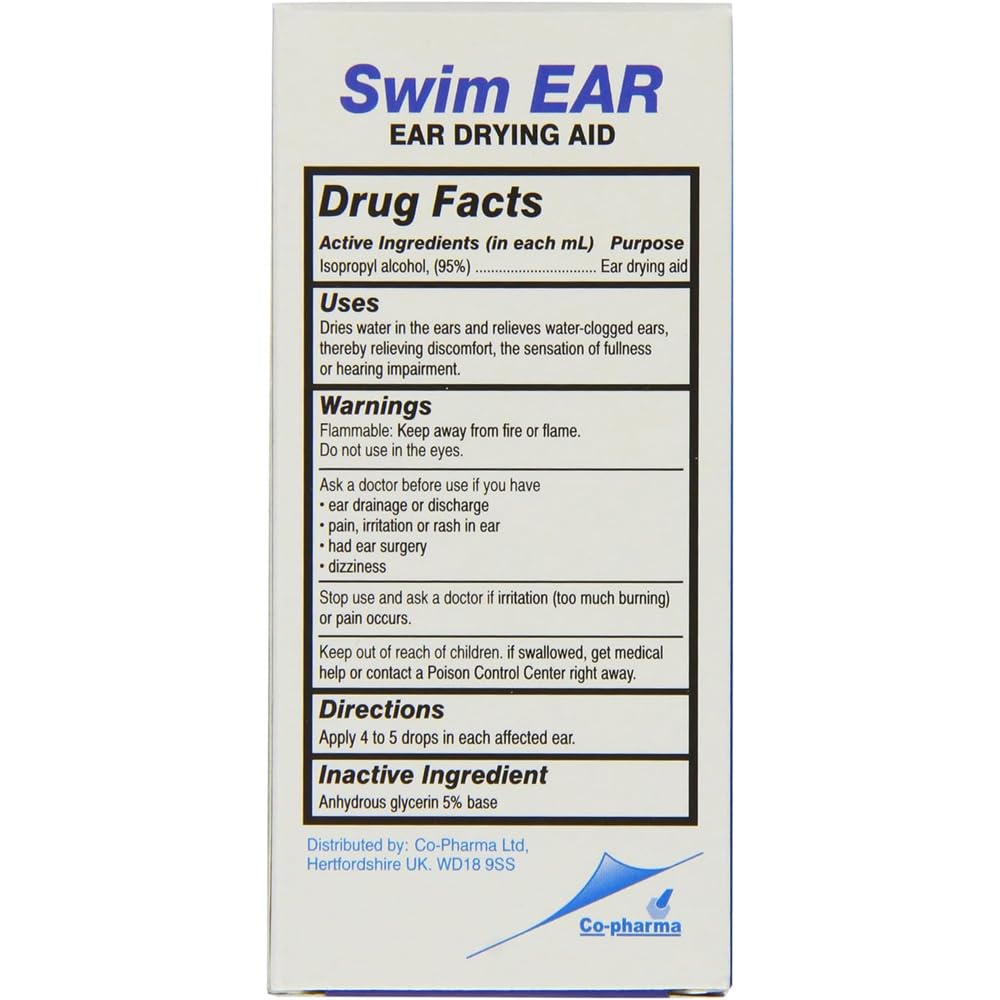 Swim-EAR Drying Aid 1 oz dropper provides controlled application after water exposure