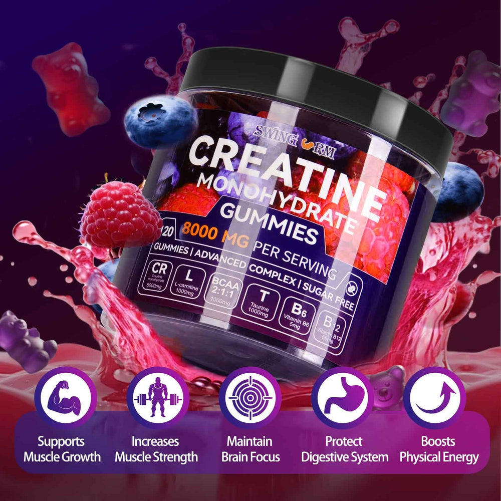 Four gummies serving showcases 8000 mg potency for strength support.