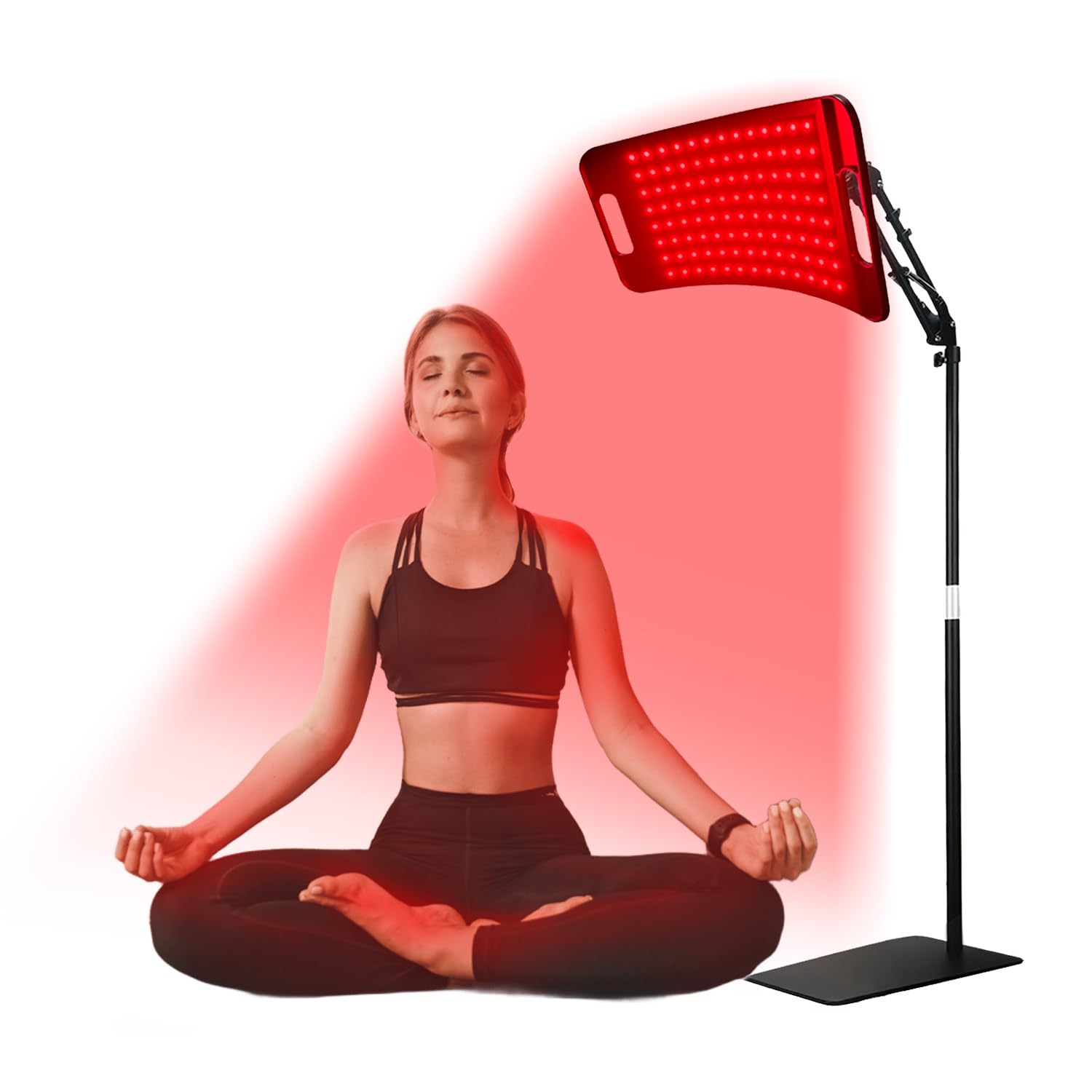 SWIRISE infrared panel with stand in a side view for precise positioning and home use