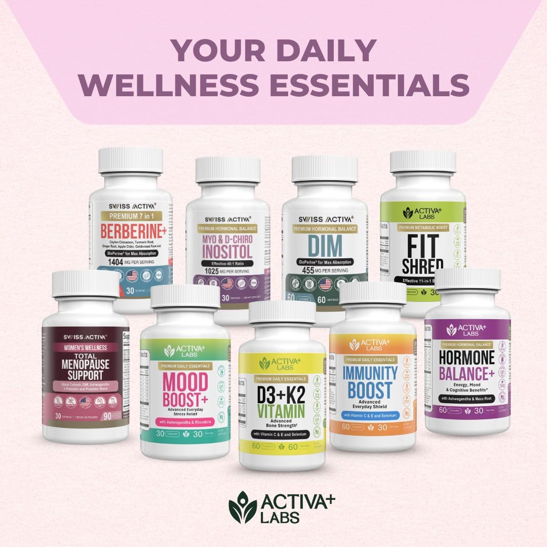 Swiss Activa+ daily routine checklist beside bottles reinforces consistency.