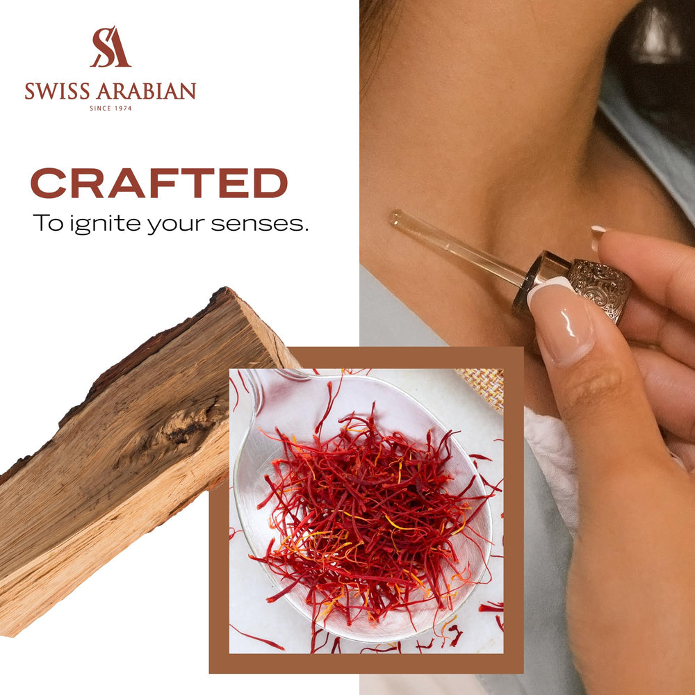 Swiss Arabian Gharaam alcohol-free formula gentle on skin for sensitive users.