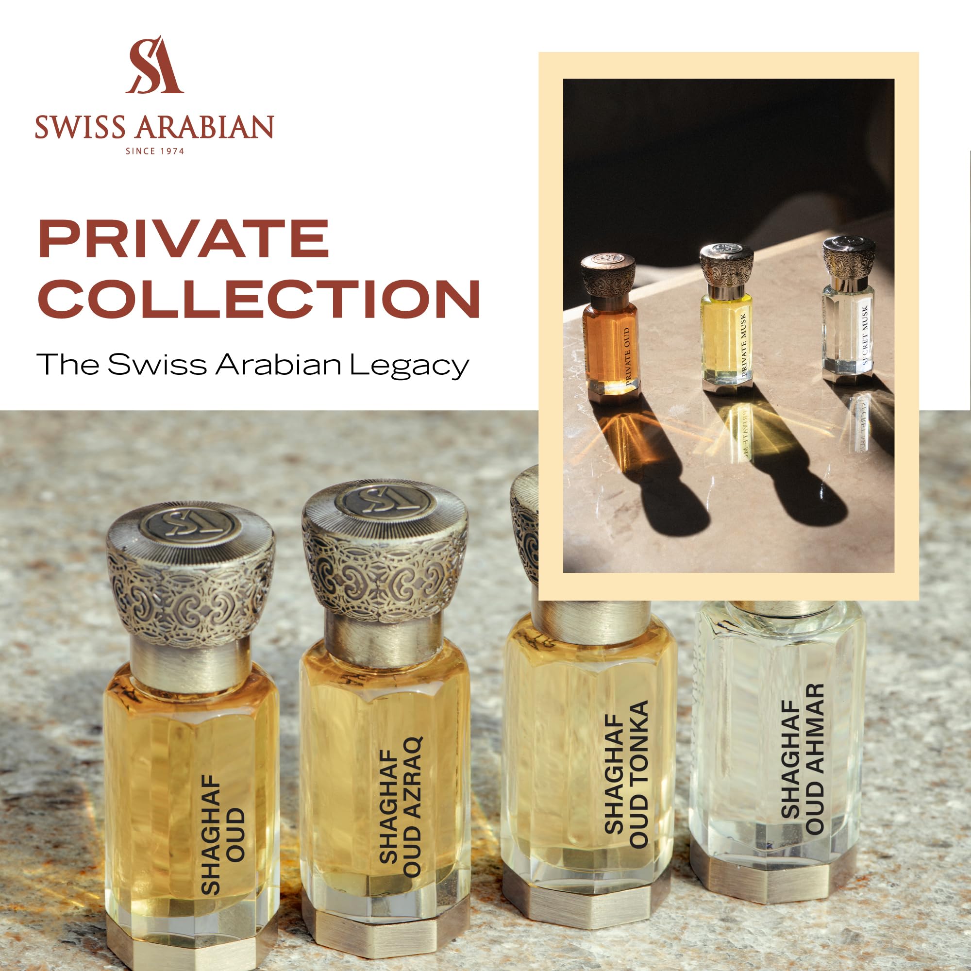 Swiss Arabian Gharaam premium packaging signals luxury and quality.