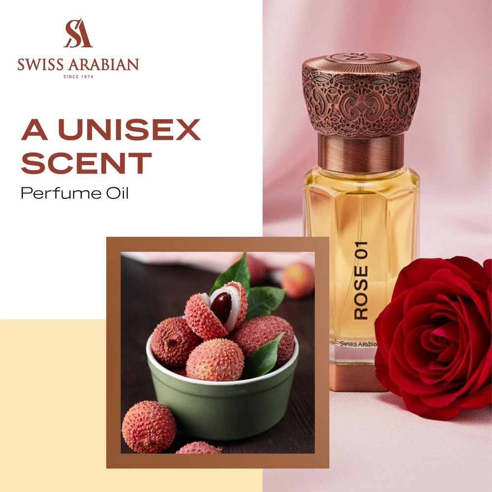 Swiss Arabian Rose 01 showcases Bulgarian rose and pink peony heart for romantic wear.