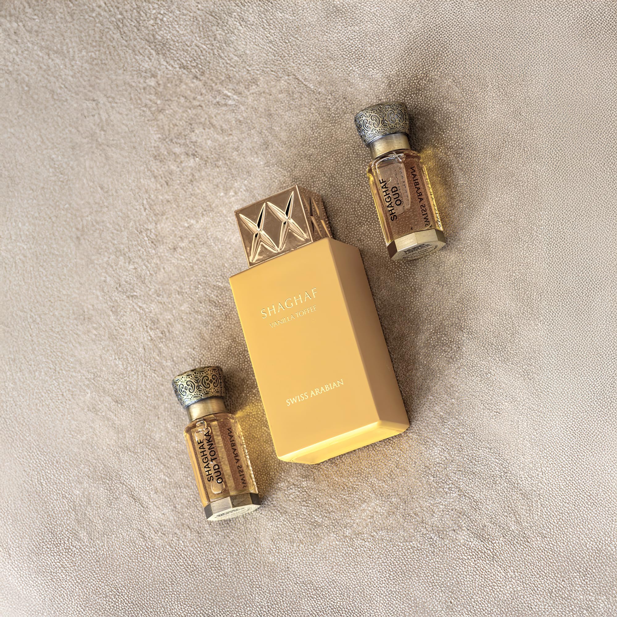 Swiss Arabian Shaghaf Oud Tonka alcohol-free formulation ideal for sensitive skin.
