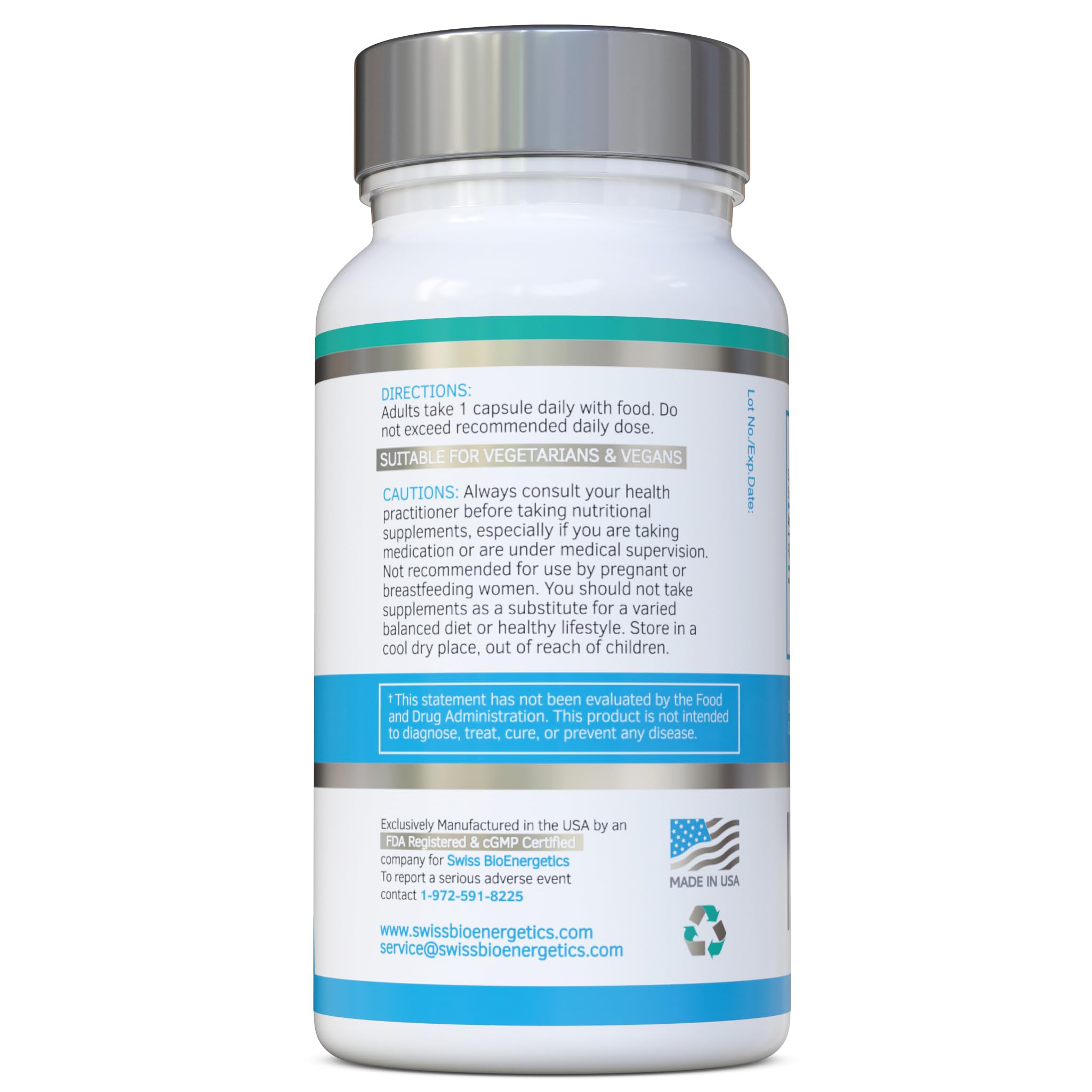 Swiss Bioenergetics PQQ Max label highlights vegan, GMO-free formulation