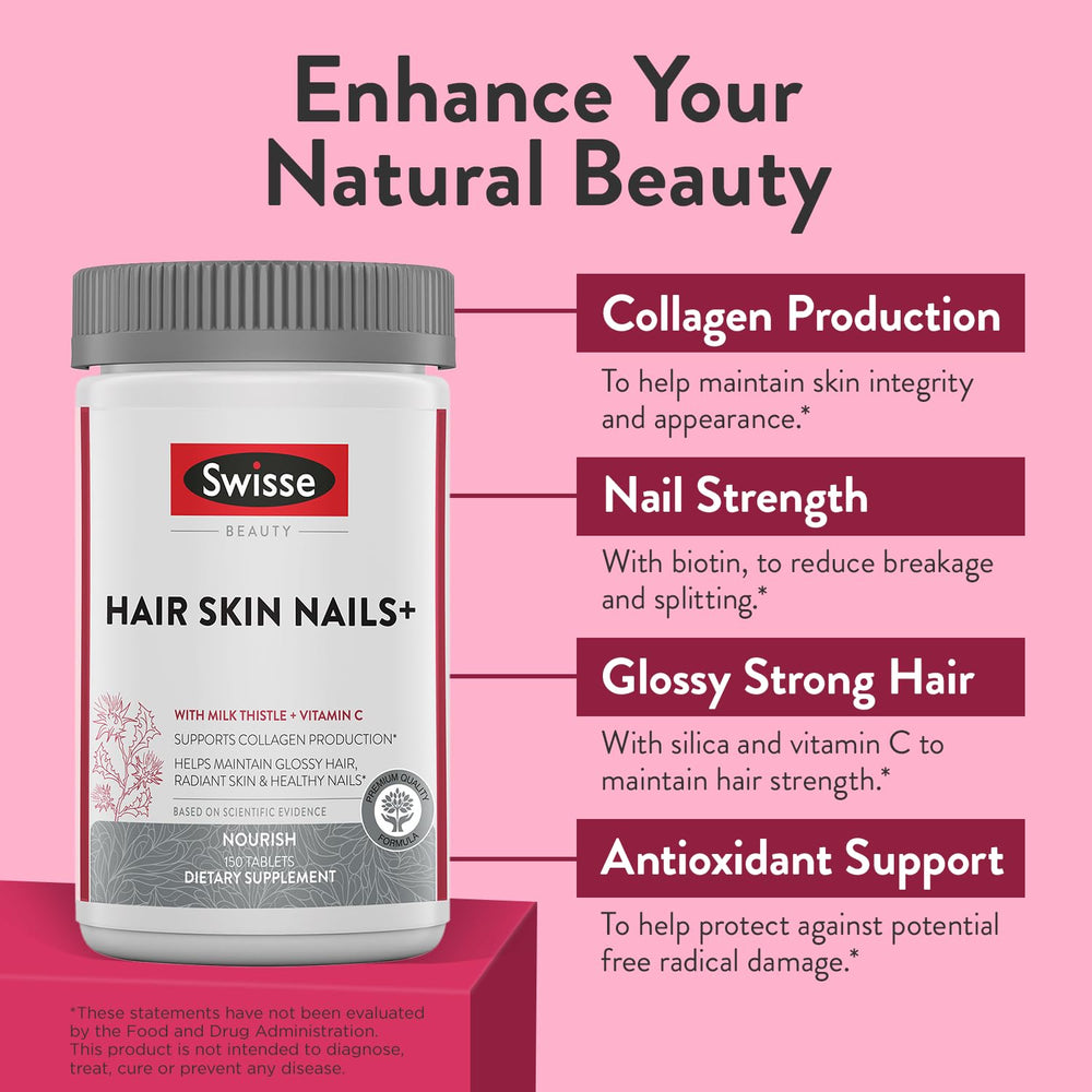 Closeup of Swisse Biotin capsules for easy regular supplementation.
