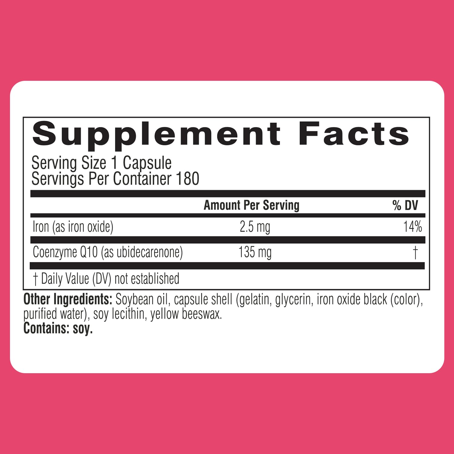 Swisse CoQ10 packaging box showcases six-month supply and 180 softgels.