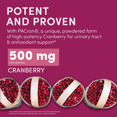 Swisse Cranberry Pills bottle with 100 softgels label details.
