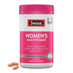 Swisse Daily Multivitamin for Women bottle front view highlighting energy support.