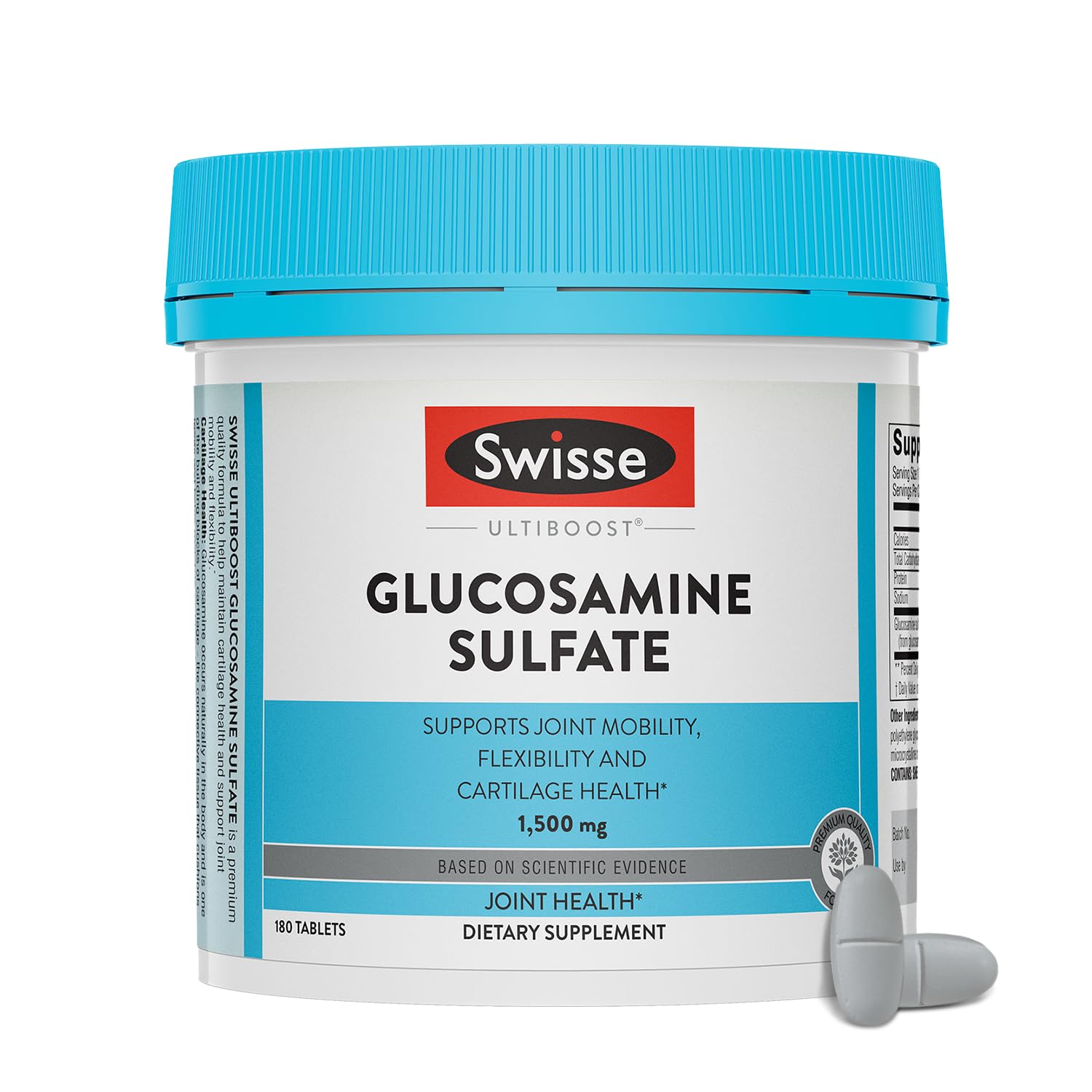Swisse Glucosamine 1500mg bottle highlighting daily joint support.