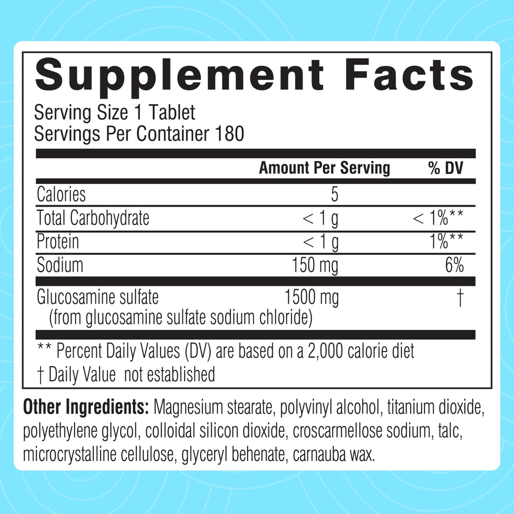 Swisse glucosamine shellfish-sourced ingredients on the label.