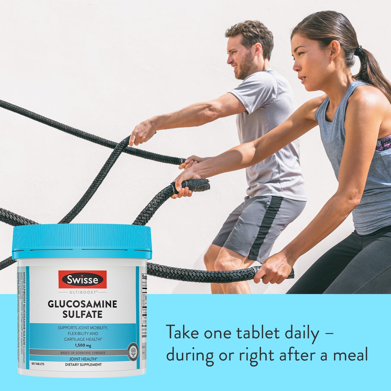 Swisse dosage guidance sleeve illustrating one tablet daily.