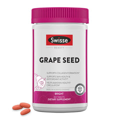 Swisse grape seed extract capsules in bottle showing antioxidant support