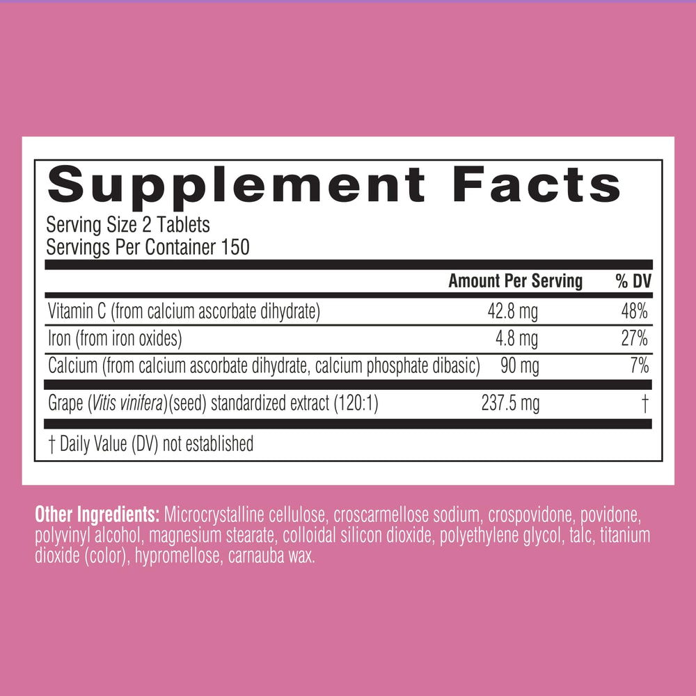Swisse grape seed extract capsules two-per-meal usage for daily antioxidant support