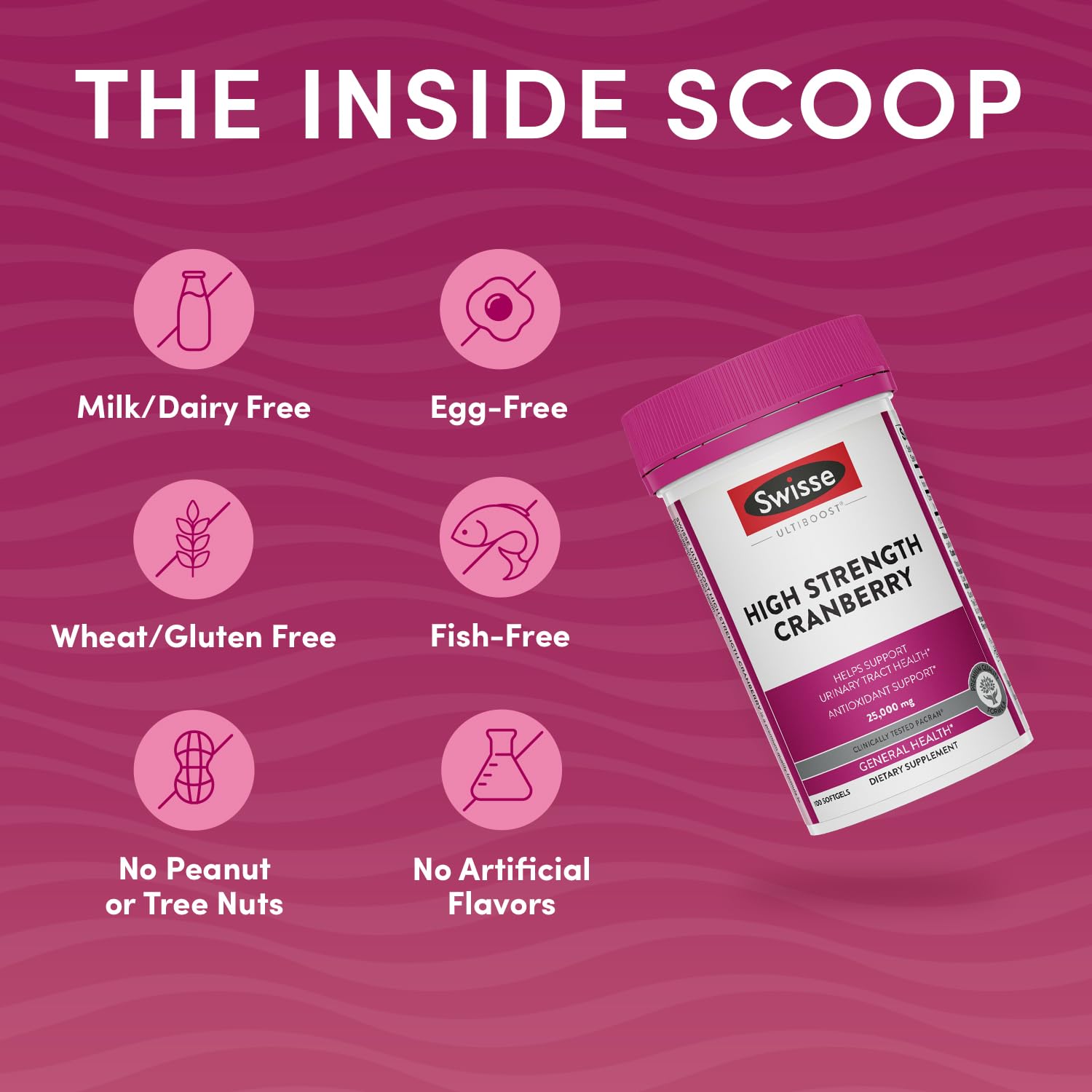 Swisse PACran cranberry powder visual emphasizing antioxidant power.