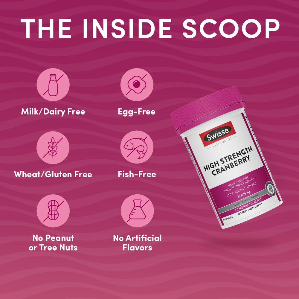 Swisse PACran cranberry powder visual emphasizing antioxidant power.