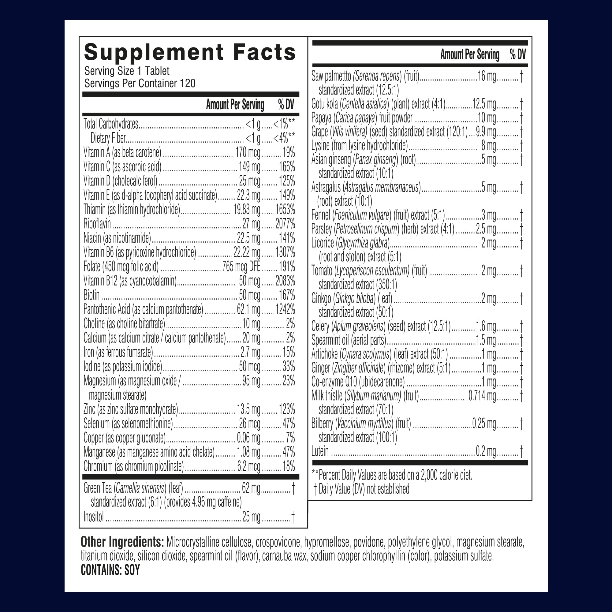 Swisse Ultivite Men’s label detail highlights zinc and selenium for immune support.