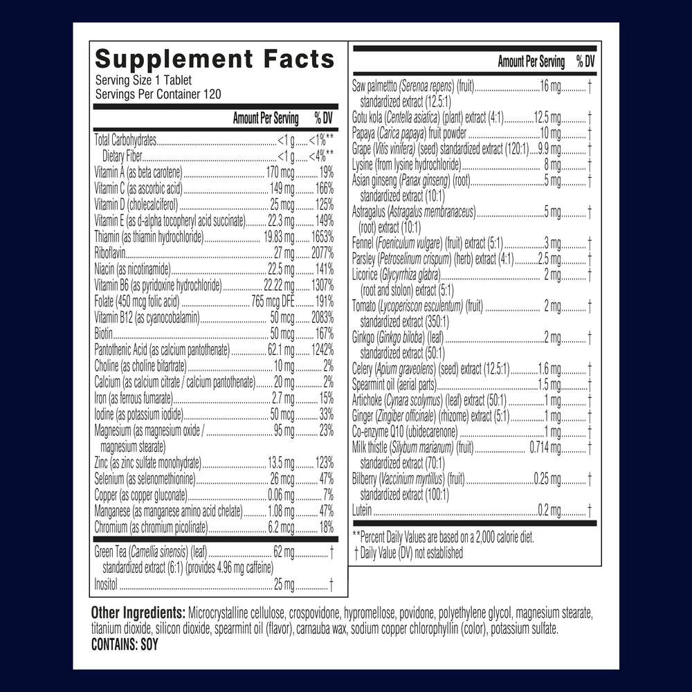 Swisse Ultivite Men’s label detail highlights zinc and selenium for immune support.