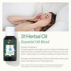 SwissJust Oil 31-20ml bottle being poured for aromatherapy