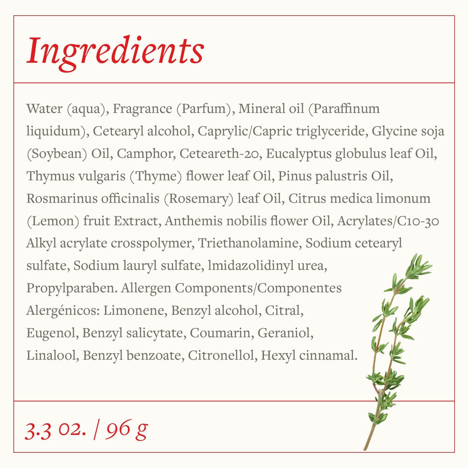 Packaging image of SwissJust Thyme Cream jar and branding.