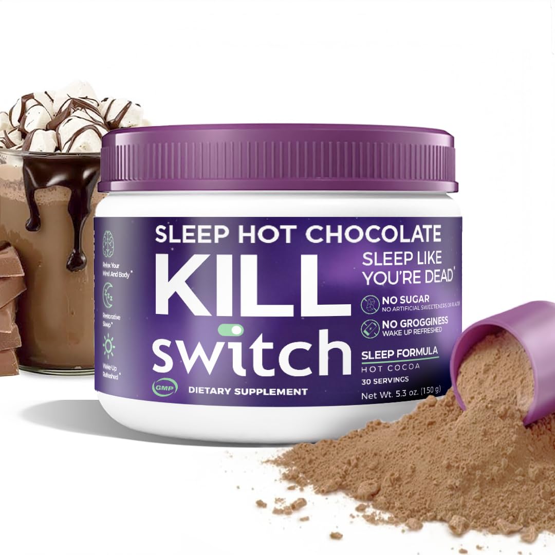 Switch Killswitch Sleep Aid bottle and spoon for a comforting bedtime ritual.