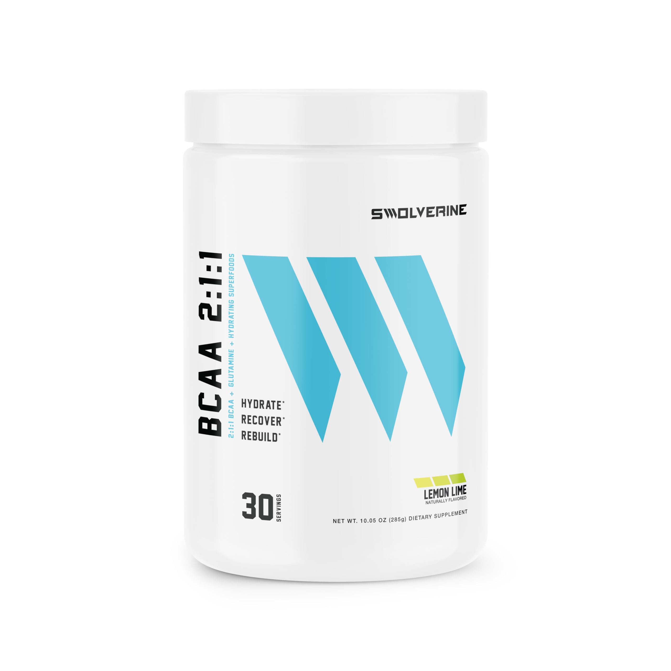 Swolverine BCAA 2:1:1 lemon-lime bottle for hydration and recovery
