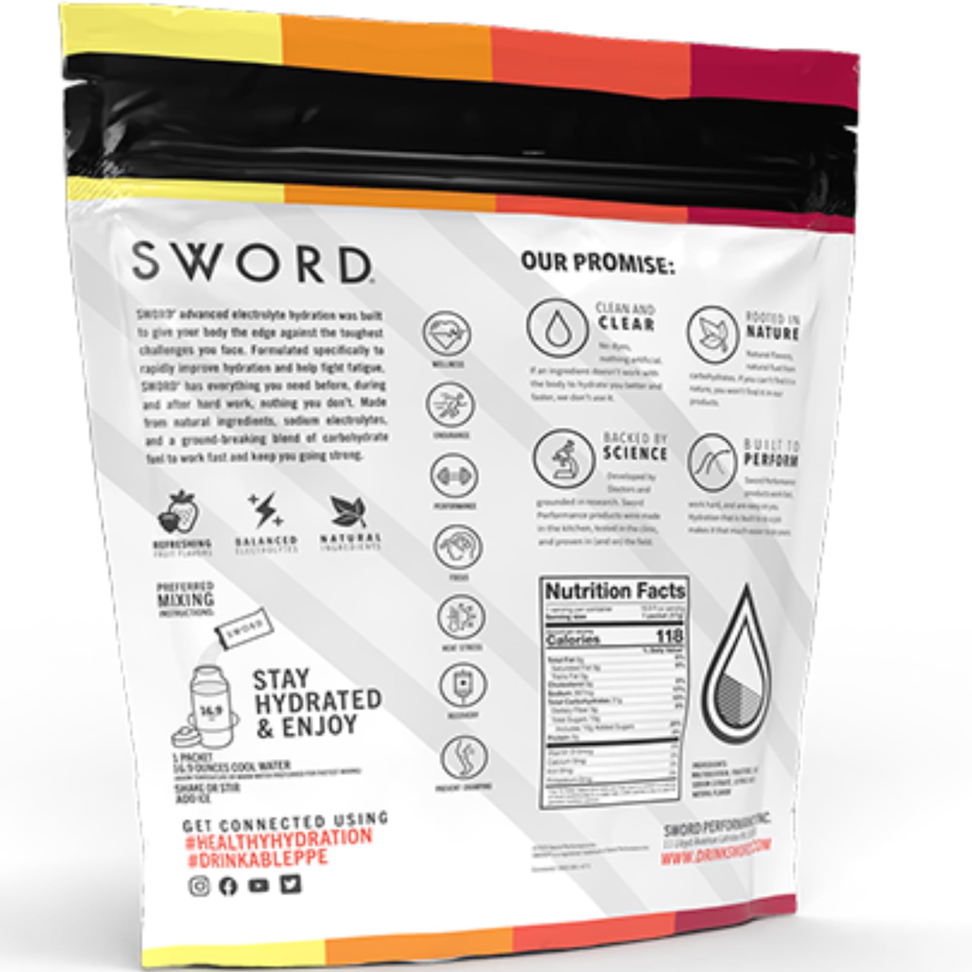 Sword Performance lemonade packs in a glass for refreshing hydration