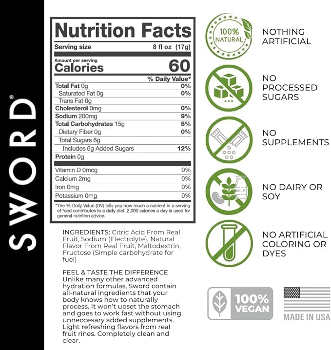 Sword Performance orange packs with splash illustrating on-the-go hydration