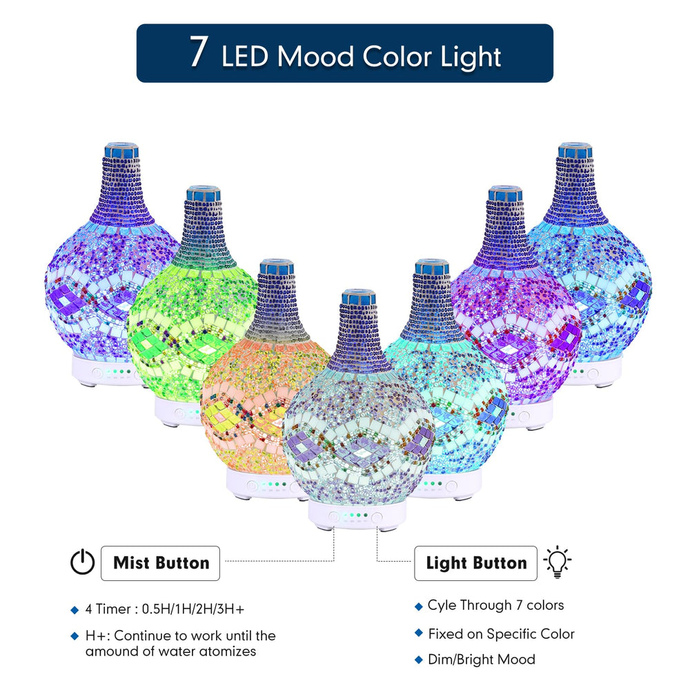 SWORDFORCE diffuser offers 7 LED colors for mood lighting and ambiance