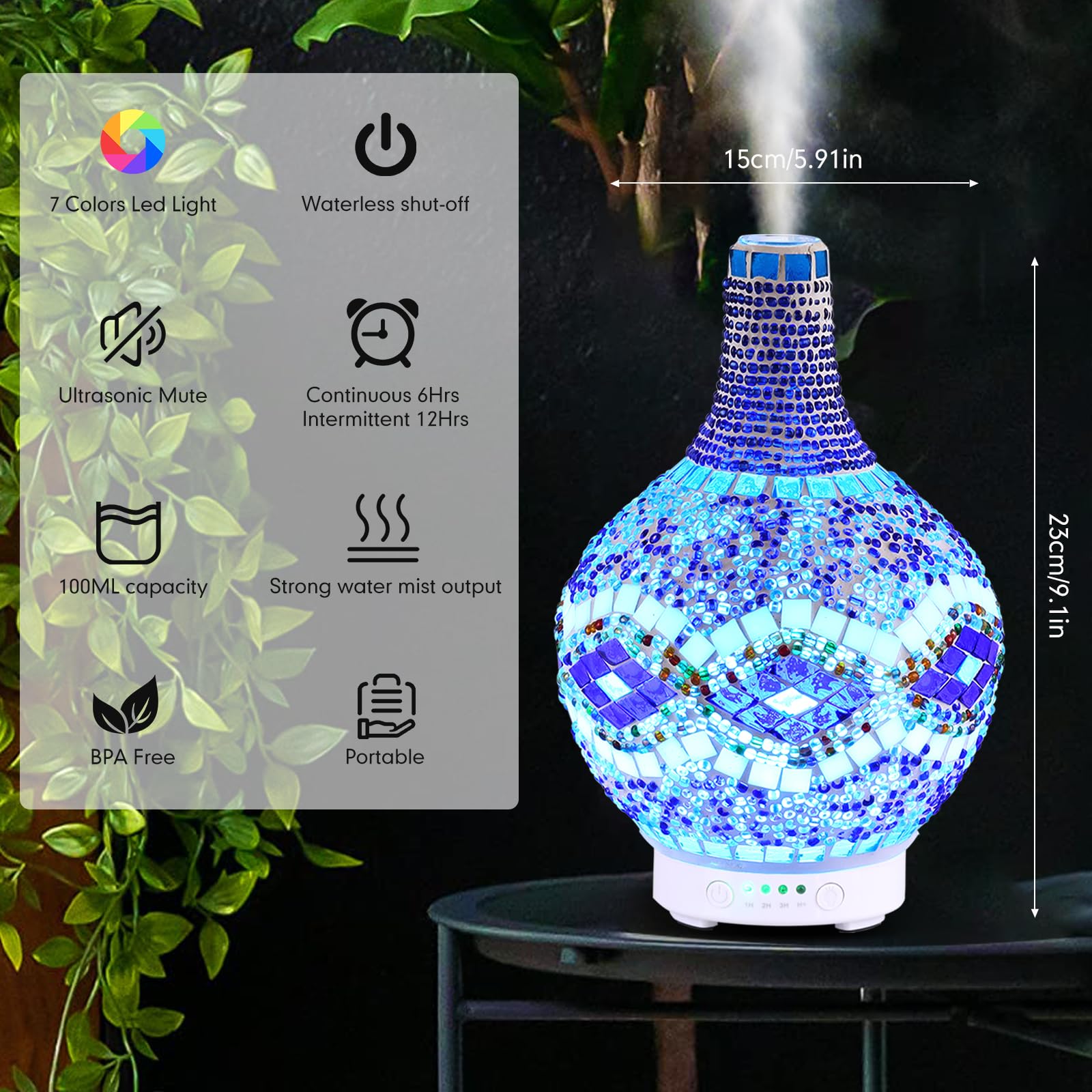 SWORDFORCE ultrasonic diffuser operates quietly for sleep and focus