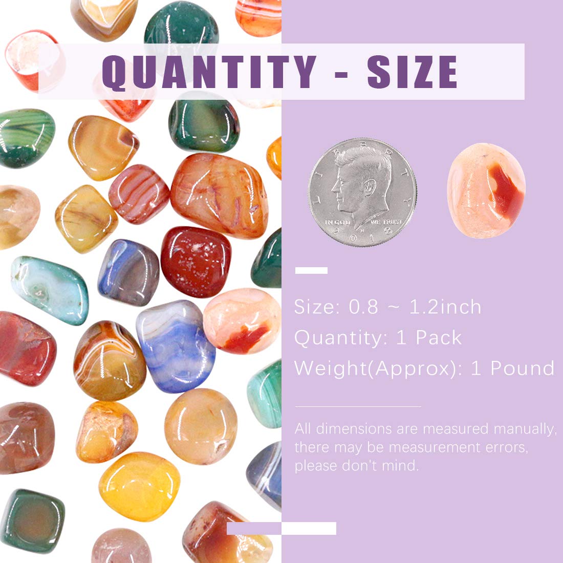 Swpeet tumbled stone chips 0.75-1 inch ideal for crafts and crystal grids.
