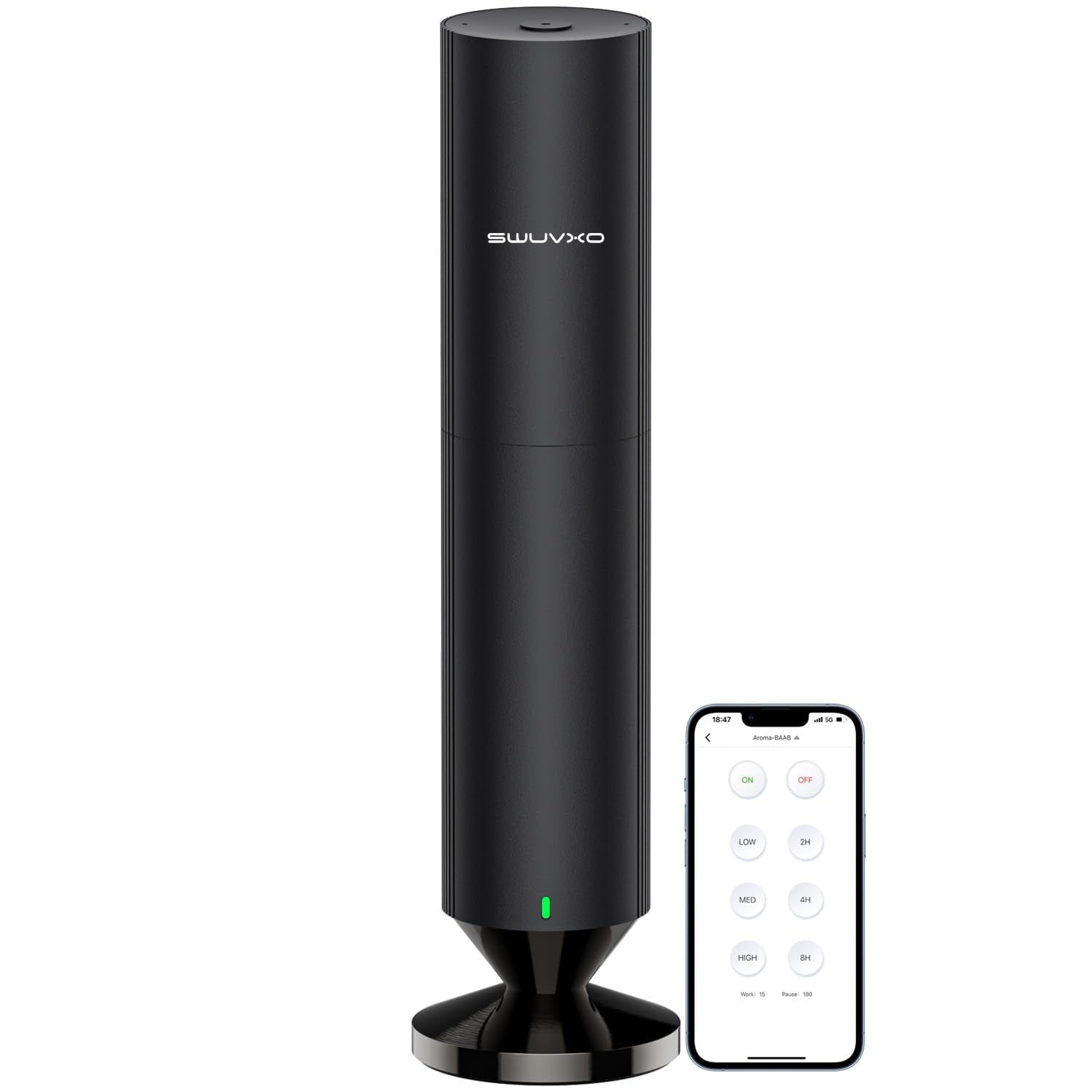 SWUVUXO 2025 diffuser front view shows premium aluminum body for upscale spaces