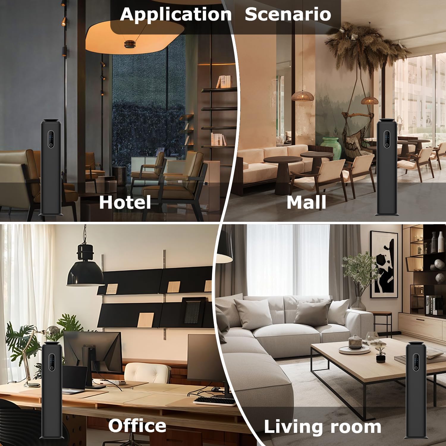 Swuvuxo Large-room diffusion scene showcases wide-area scent coverage.