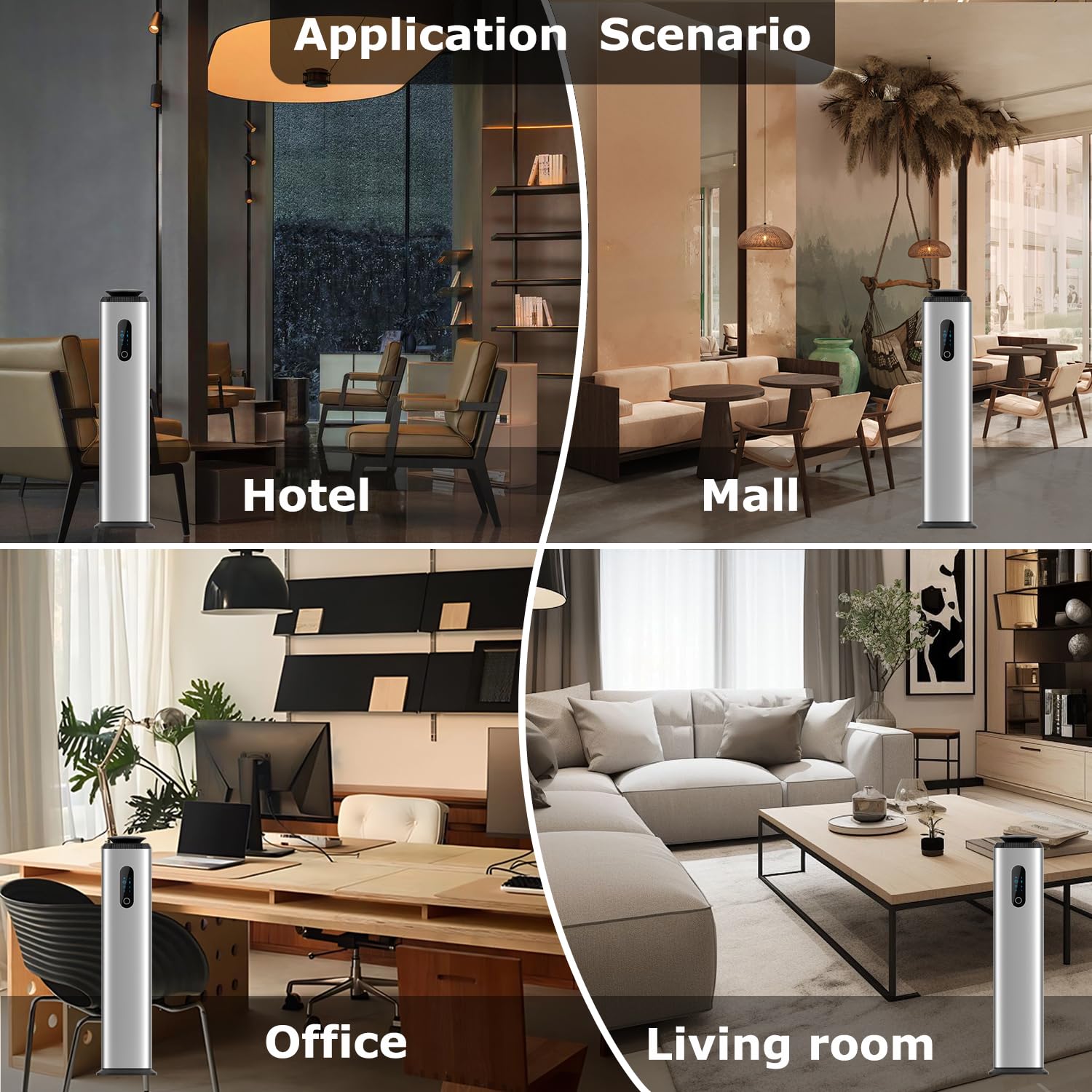 Swuvuxo silver-finish diffuser blends with modern interiors.
