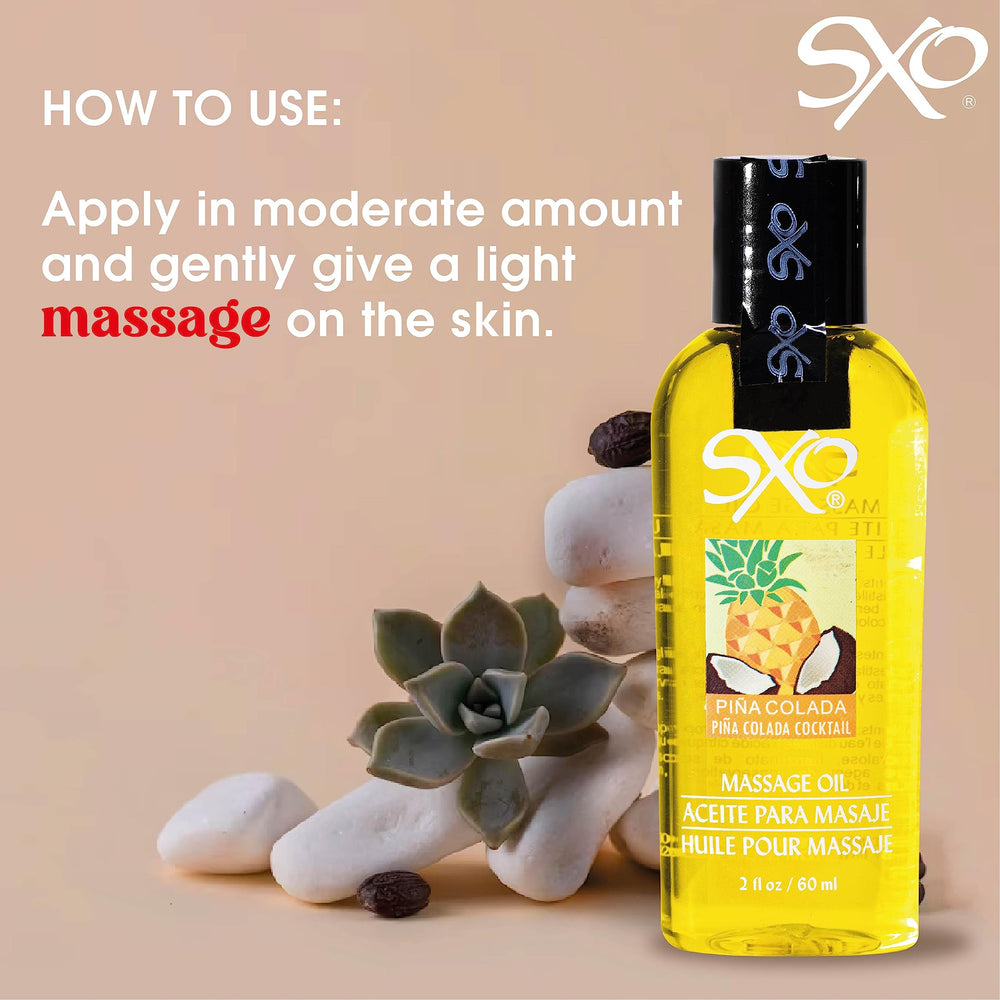 SXO water-based massage oil pour delivers a smooth, silky glide.