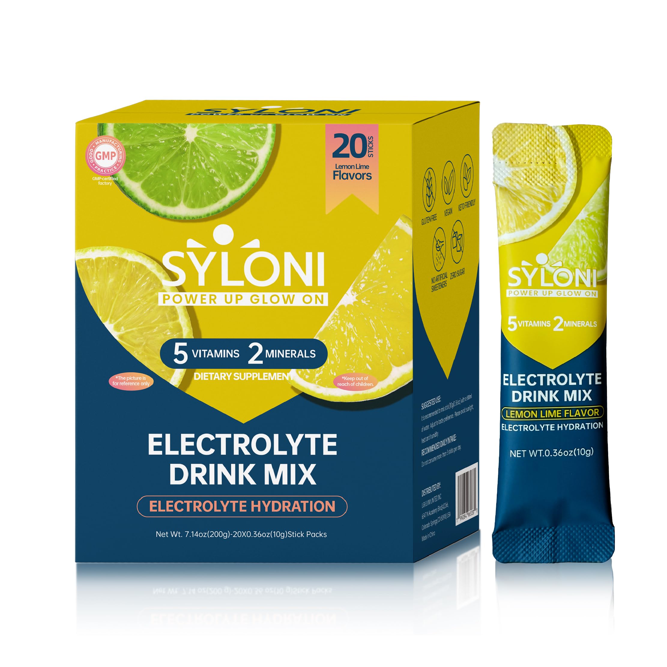 Syloni Electrolyte Lemon Lime stick-pack for on-the-go hydration and flavor