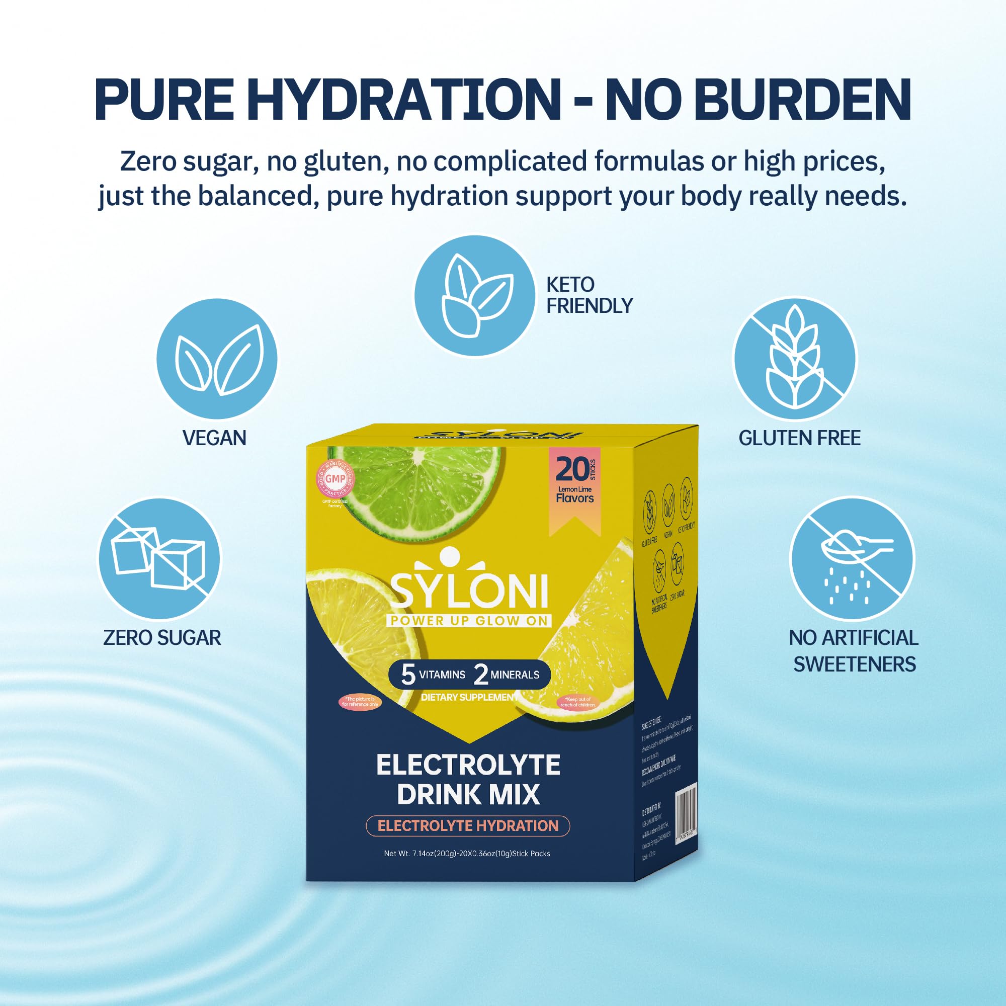 Syloni Electrolyte White Peach stick-pack vegan electrolyte support