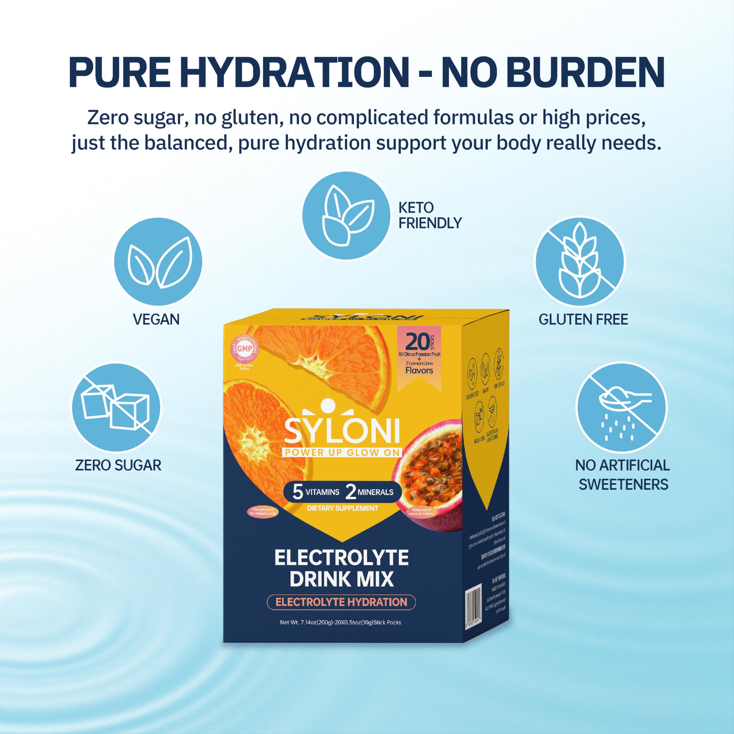 Syloni Electrolytes Packets pour stand makes water mixing quick and tidy.