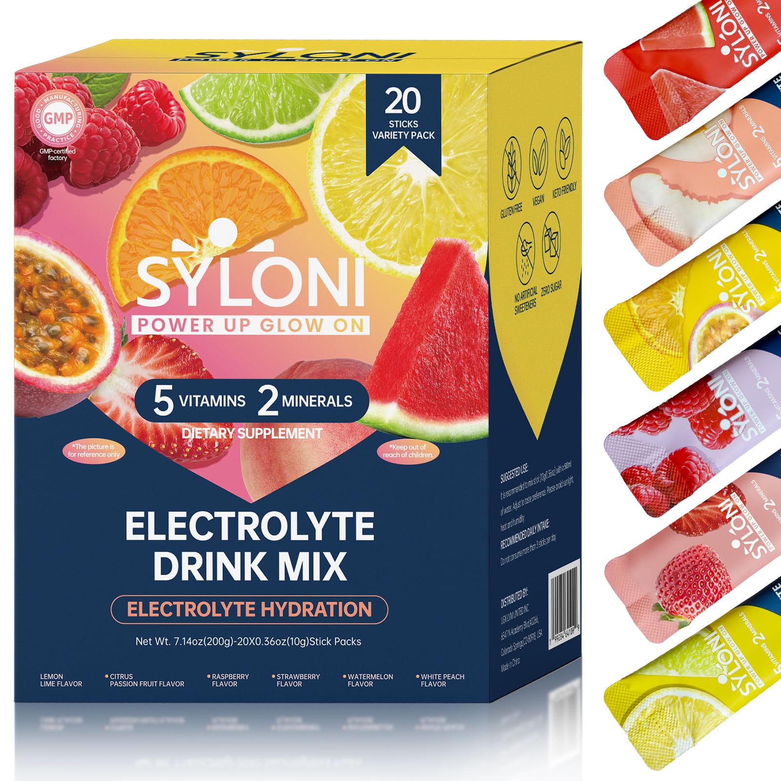 Syloni electrolytes variety pack front view for on the go hydration