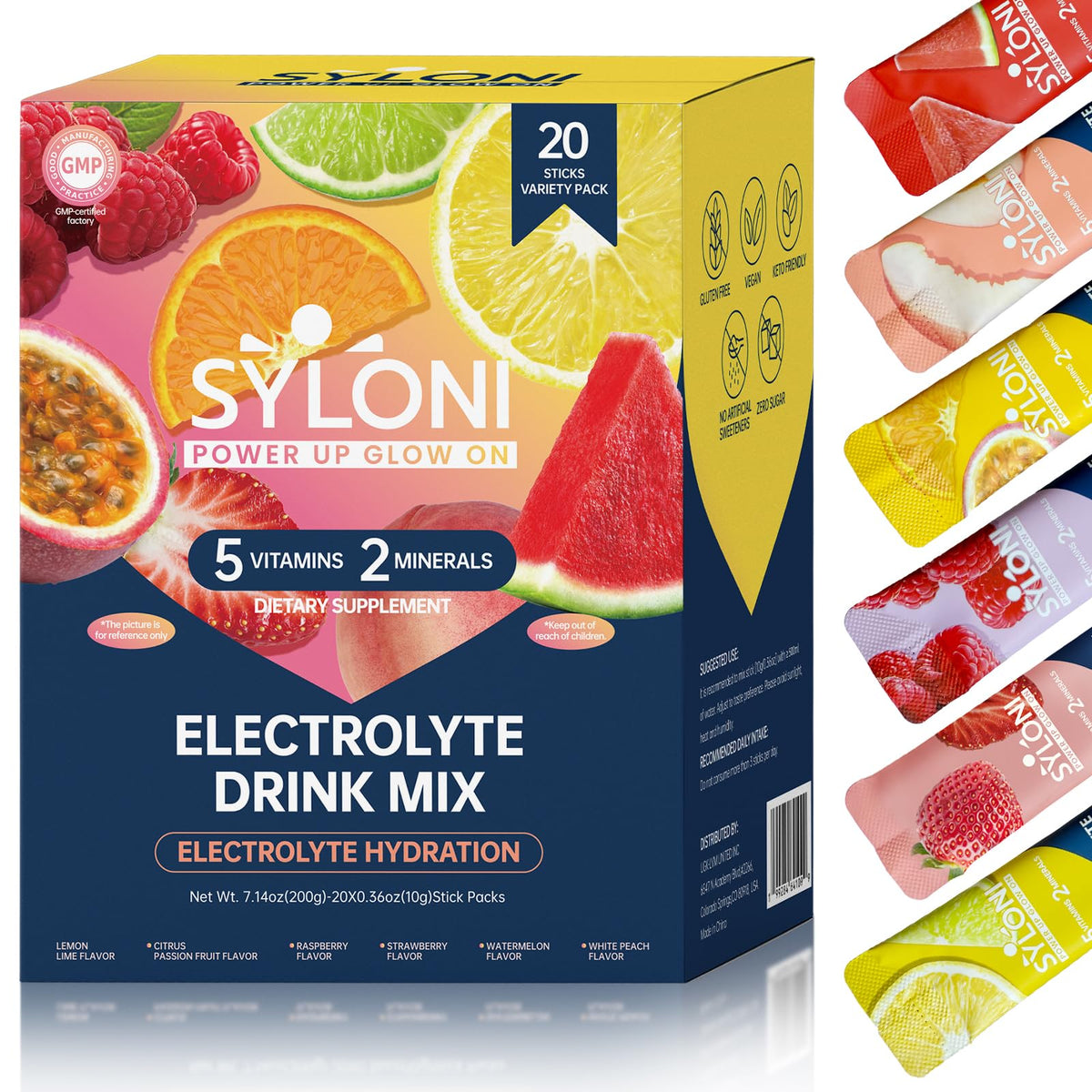 Syloni electrolytes variety pack front view for on the go hydration